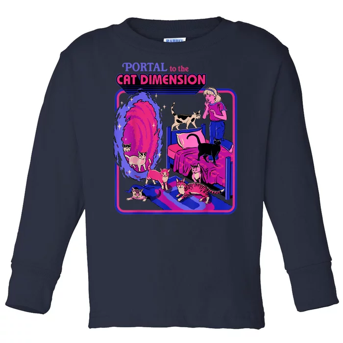 Halloween Retro Portal To The Cat Dimension Funny Toddler Long Sleeve Shirt