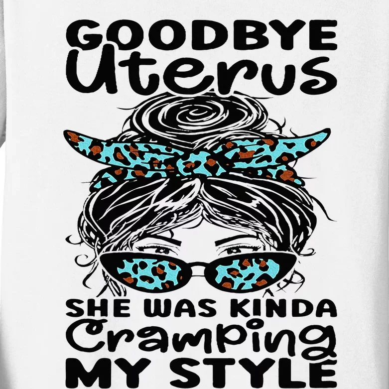 Hysterectomy Recovery Products Uterus Messy Bun Leopard Kids Long Sleeve Shirt