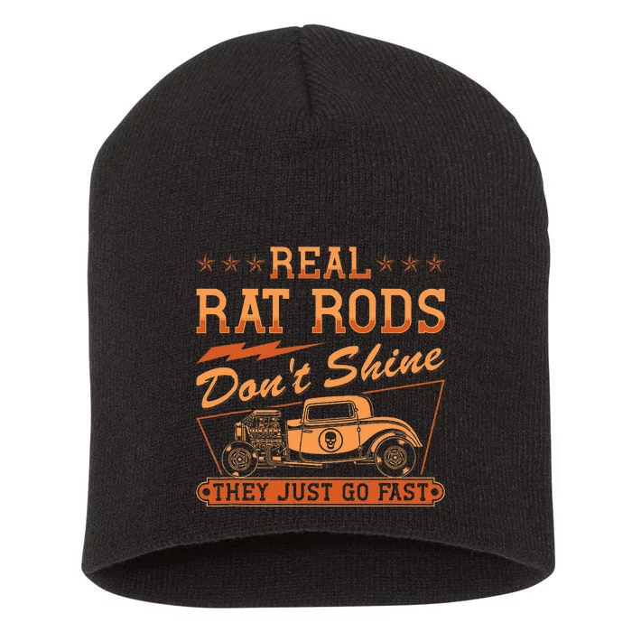 Hot Rod Rusty Car Dont Shine Vintage Rat Rod Short Acrylic Beanie