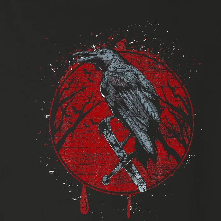 Halloween Raven Red Moon Spooky Night Crow Toddler Long Sleeve Shirt