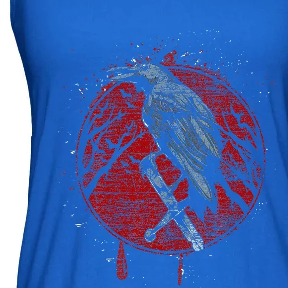 Halloween Raven Red Moon Spooky Night Crow Ladies Essential Flowy Tank