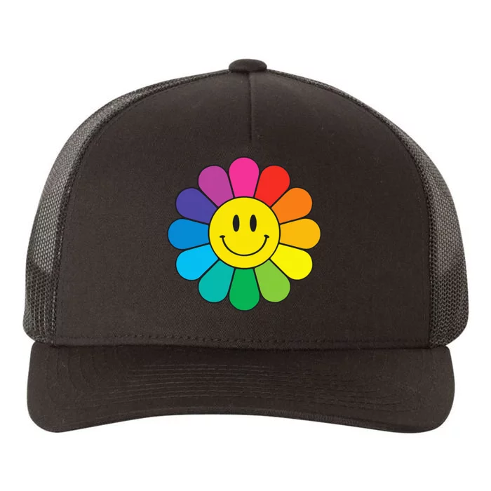 Happy Retro Rainbow Flower Yupoong Adult 5-Panel Trucker Hat