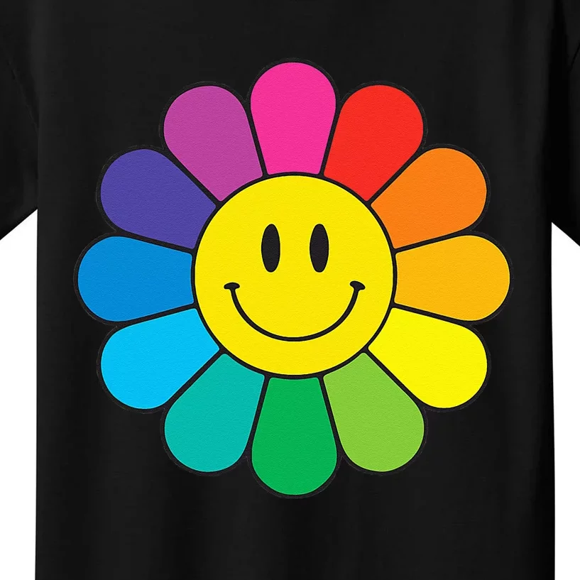 Happy Retro Rainbow Flower Kids T-Shirt