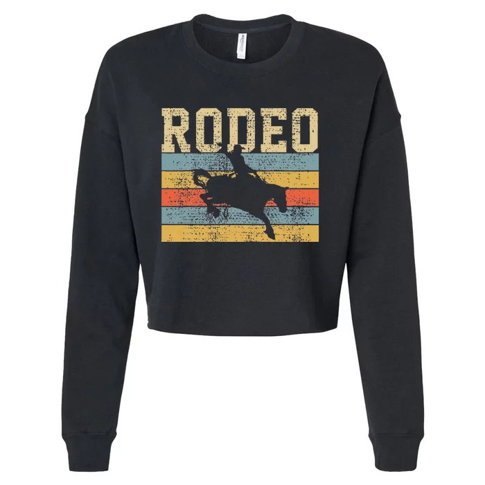 Horse Riding Retro Vintage Western Country Cropped Pullover Crew