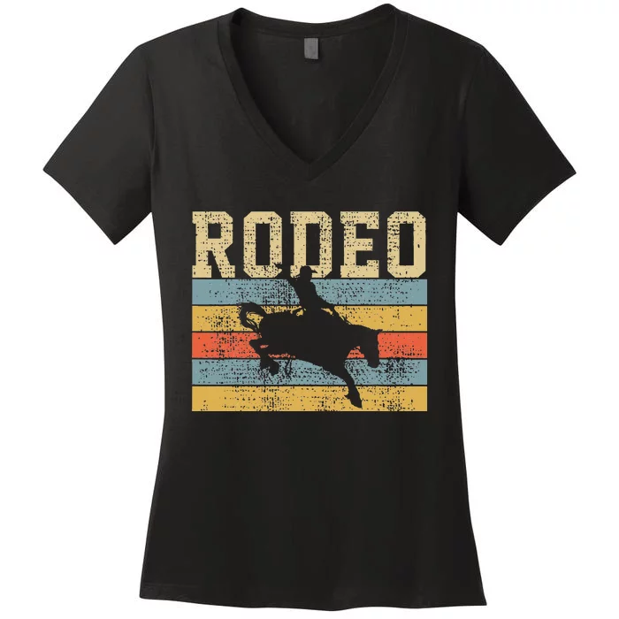 Horse Riding Retro Vintage Western Country Women's V-Neck T-Shirt