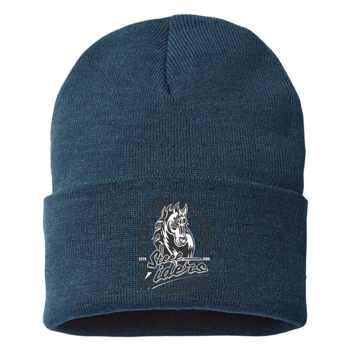 Horse Racing Riders Vintage Design Sustainable Knit Beanie