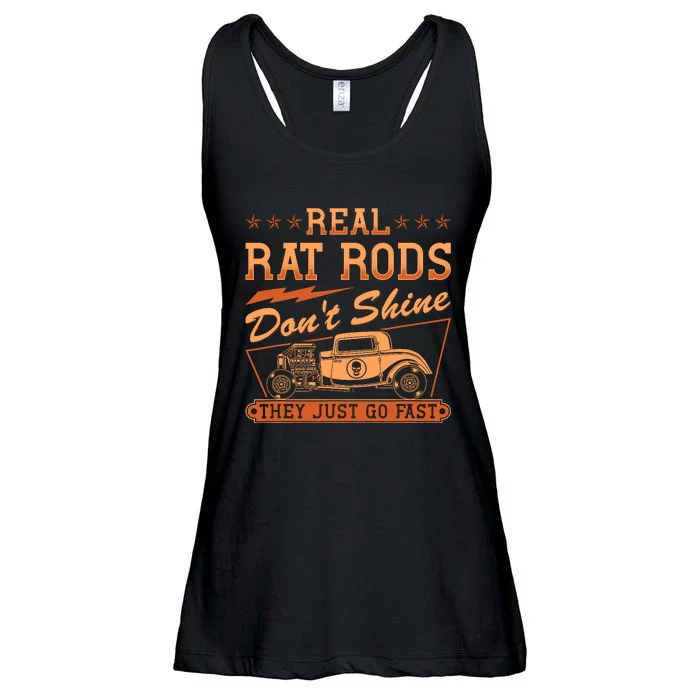 Hot Rod Rusty Car Dont Shine Vintage Rat Rod Ladies Essential Flowy Tank