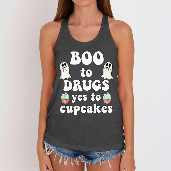 Halloween Red Ribbon Week Say BOO To Say Yes To Cupcakes Women's Knotted Racerback Tank