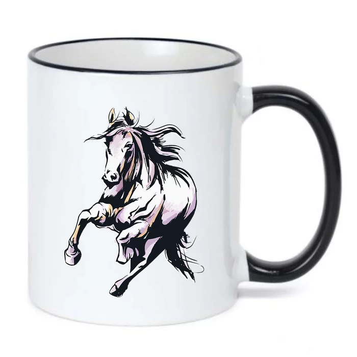 Horse Running Smiling Loving Black Color Changing Mug