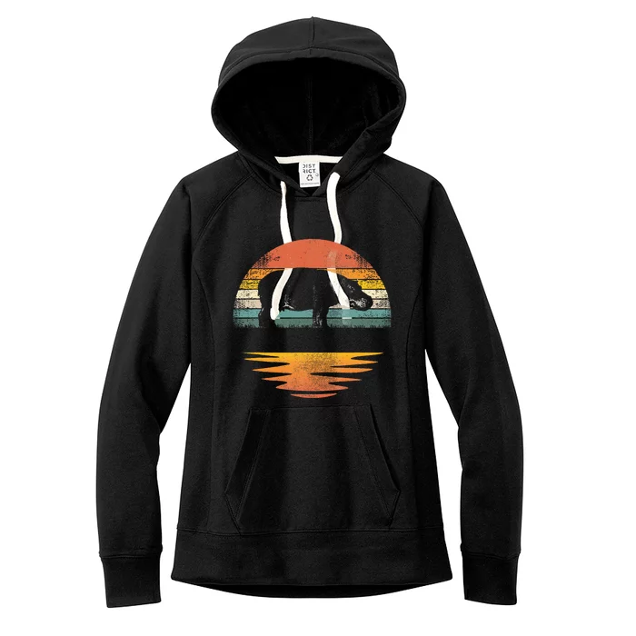 Hippo Retro Sunset Hippo Lover Women's Fleece Hoodie