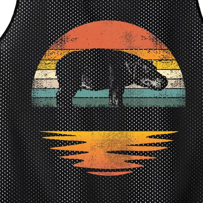 Hippo Retro Sunset Hippo Lover Mesh Reversible Basketball Jersey Tank