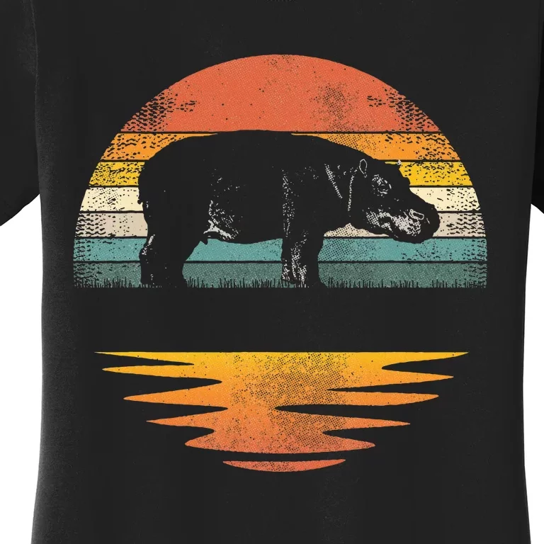 Hippo Retro Sunset Hippo Lover Women's T-Shirt