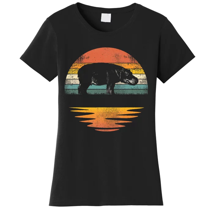 Hippo Retro Sunset Hippo Lover Women's T-Shirt