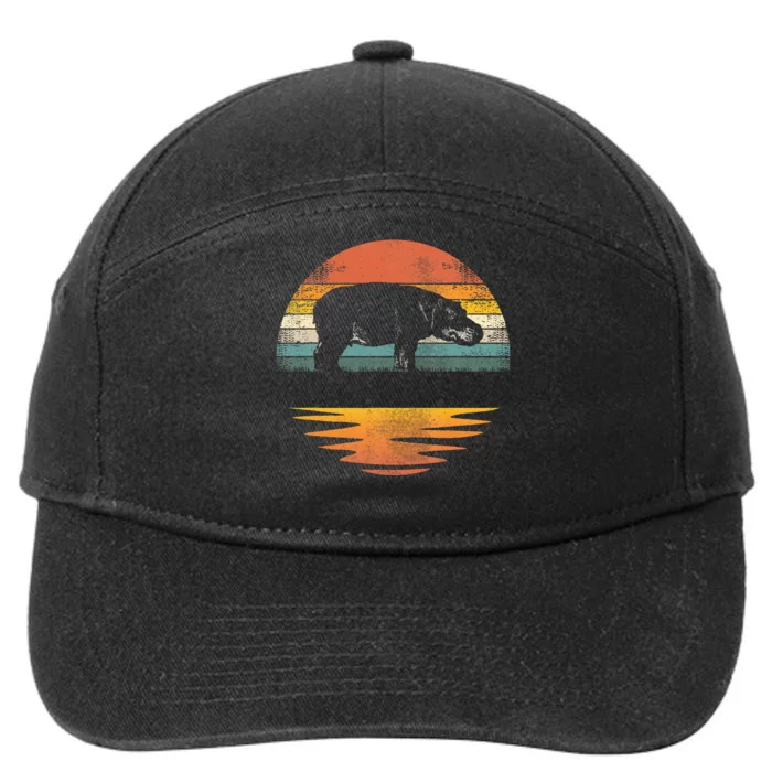 Hippo Retro Sunset Hippo Lover 7-Panel Snapback Hat