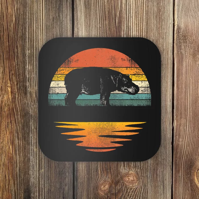 Hippo Retro Sunset Hippo Lover Coaster