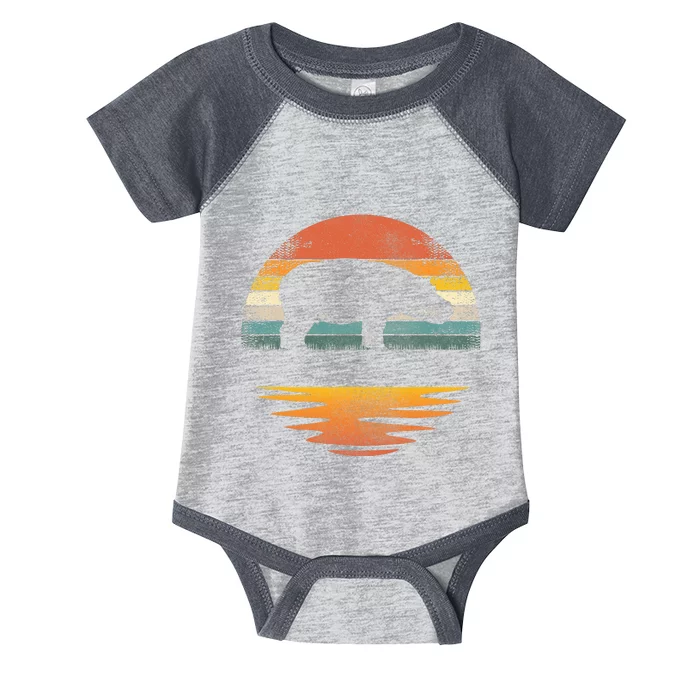 Hippo Retro Sunset Hippo Lover Infant Baby Jersey Bodysuit