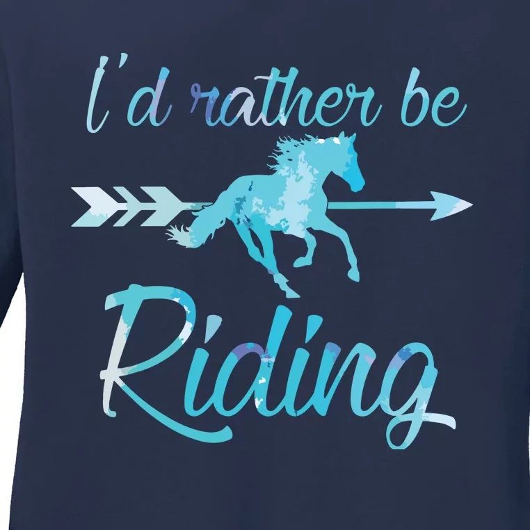 Horse Rider Shirts Girl ID RATHER BE RIDING Horses Ladies Long Sleeve Shirt