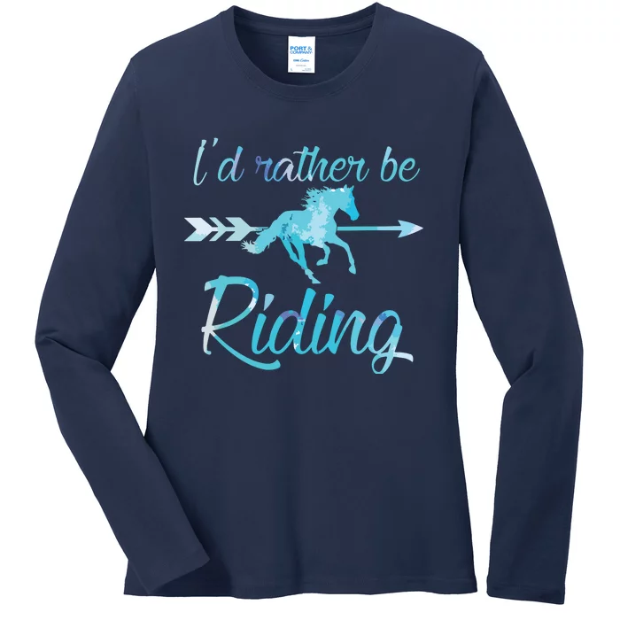 Horse Rider Shirts Girl ID RATHER BE RIDING Horses Ladies Long Sleeve Shirt