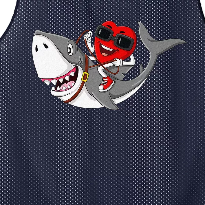 Heart Riding Shark Valentine's Day Funnys Mesh Reversible Basketball Jersey Tank