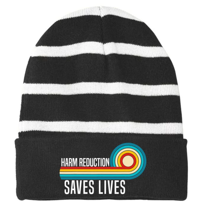 Harm Reduction Saves Lives Inspirational Sayings Striped Beanie with Solid Band