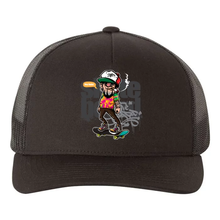 Hipster Riding Skateboard Yupoong Adult 5-Panel Trucker Hat