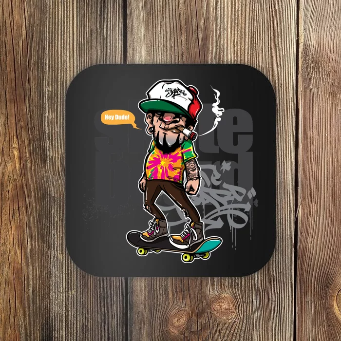 Hipster Riding Skateboard Coaster