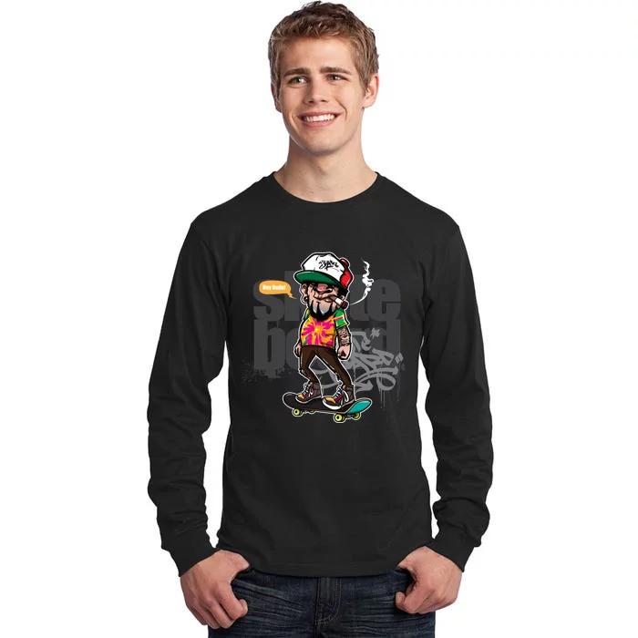 Hipster Riding Skateboard Tall Long Sleeve T-Shirt