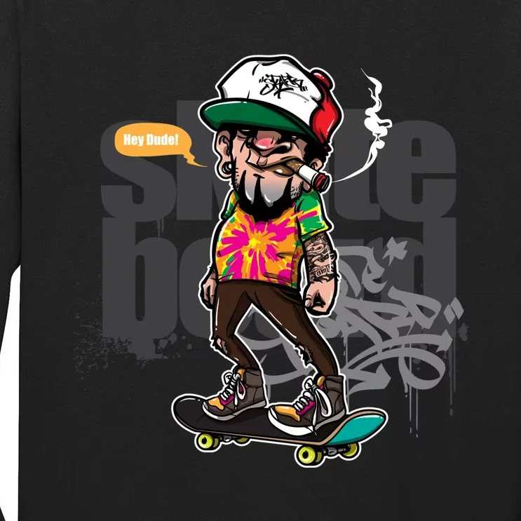 Hipster Riding Skateboard Tall Long Sleeve T-Shirt