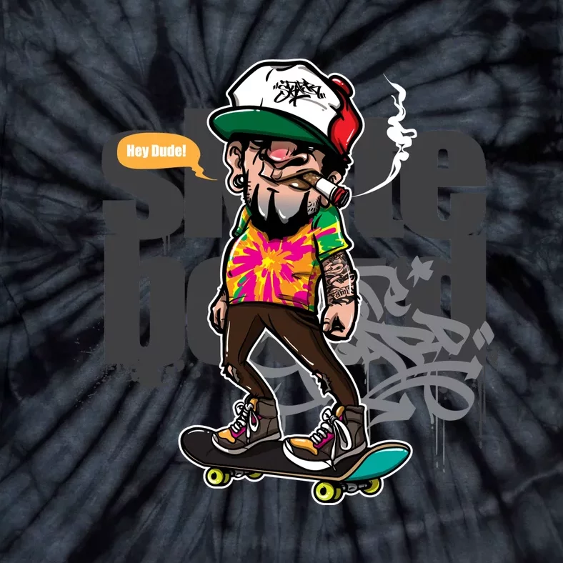 Hipster Riding Skateboard Tie-Dye T-Shirt