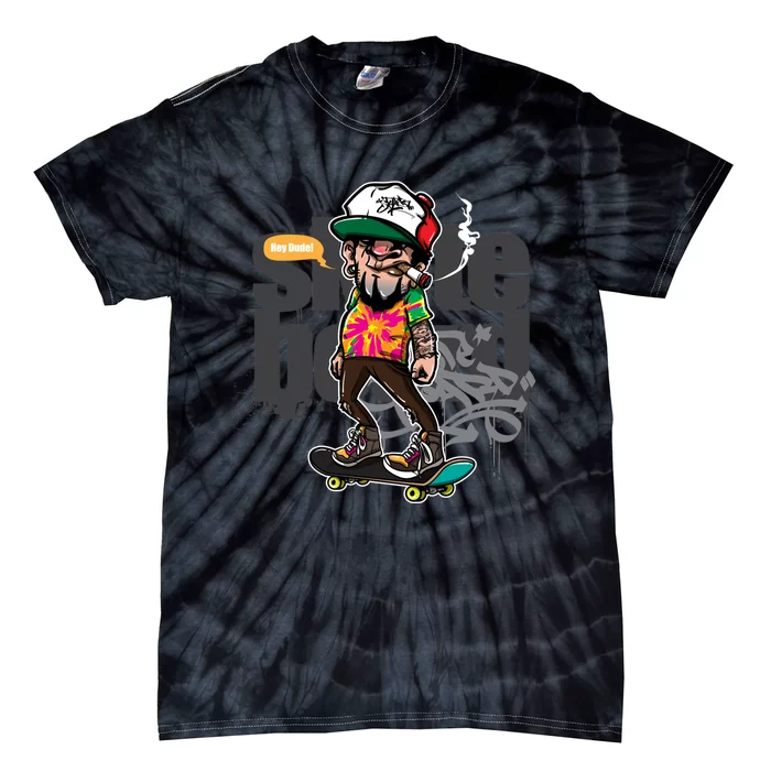 Hipster Riding Skateboard Tie-Dye T-Shirt