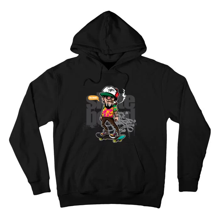 Hipster Riding Skateboard Tall Hoodie