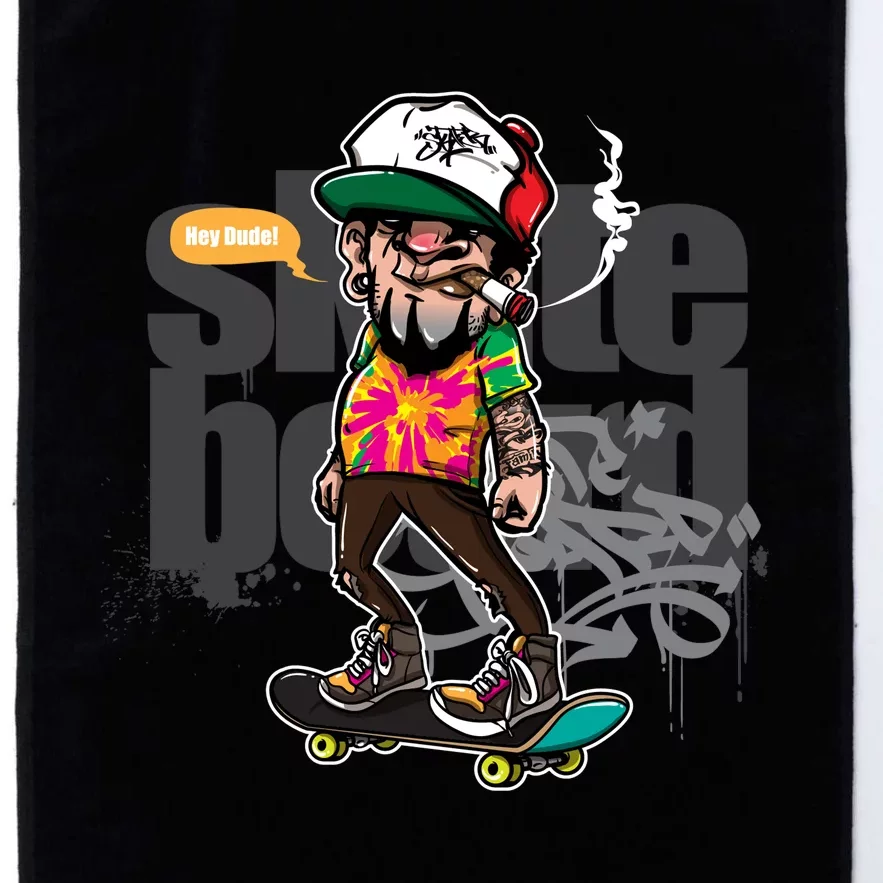 Hipster Riding Skateboard Platinum Collection Golf Towel