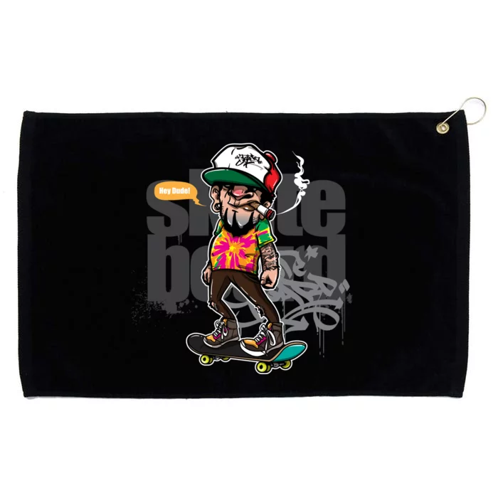 Hipster Riding Skateboard Grommeted Golf Towel