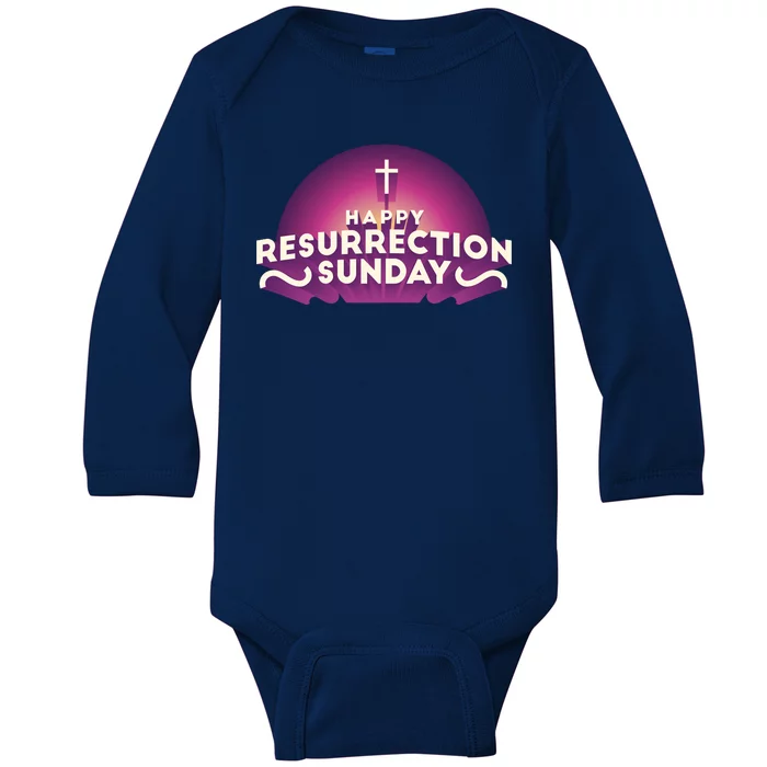 Happy Resurrection Sunday Cross Baby Long Sleeve Bodysuit