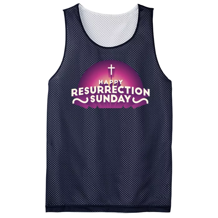 Happy Resurrection Sunday Cross Mesh Reversible Basketball Jersey Tank