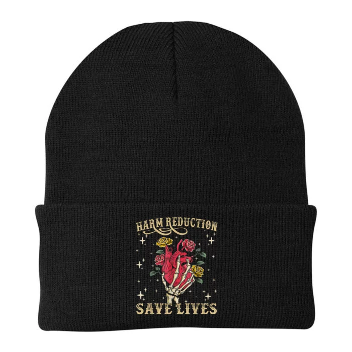 Harm Reduction Save Lives Skeleton Knit Cap Winter Beanie