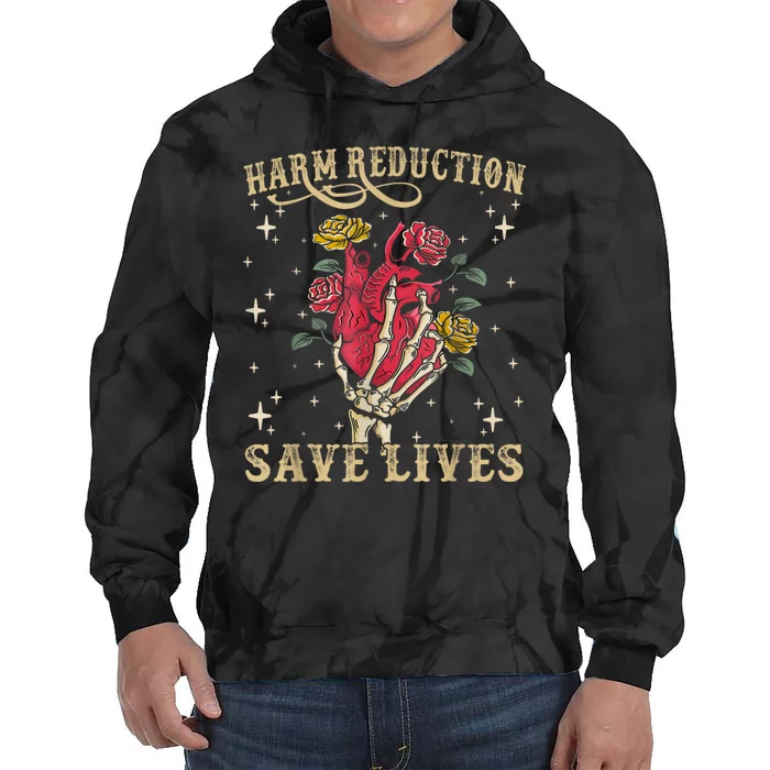 Harm Reduction Save Lives Skeleton Tie Dye Hoodie