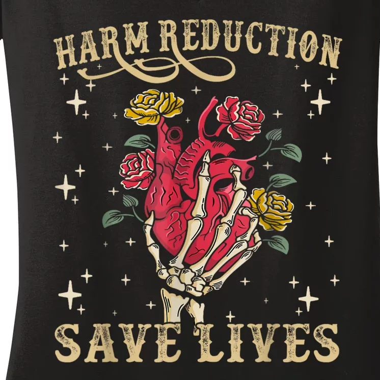 Harm Reduction Save Lives Skeleton Women's V-Neck T-Shirt