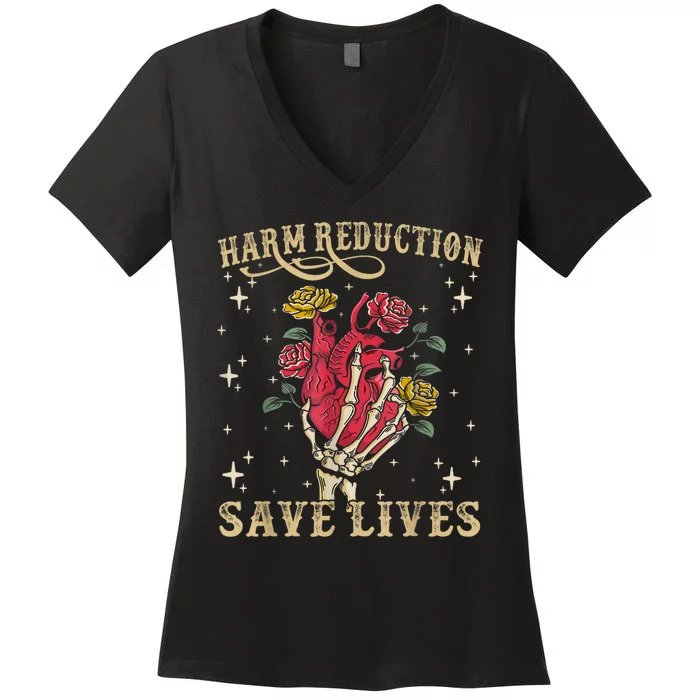 Harm Reduction Save Lives Skeleton Women's V-Neck T-Shirt