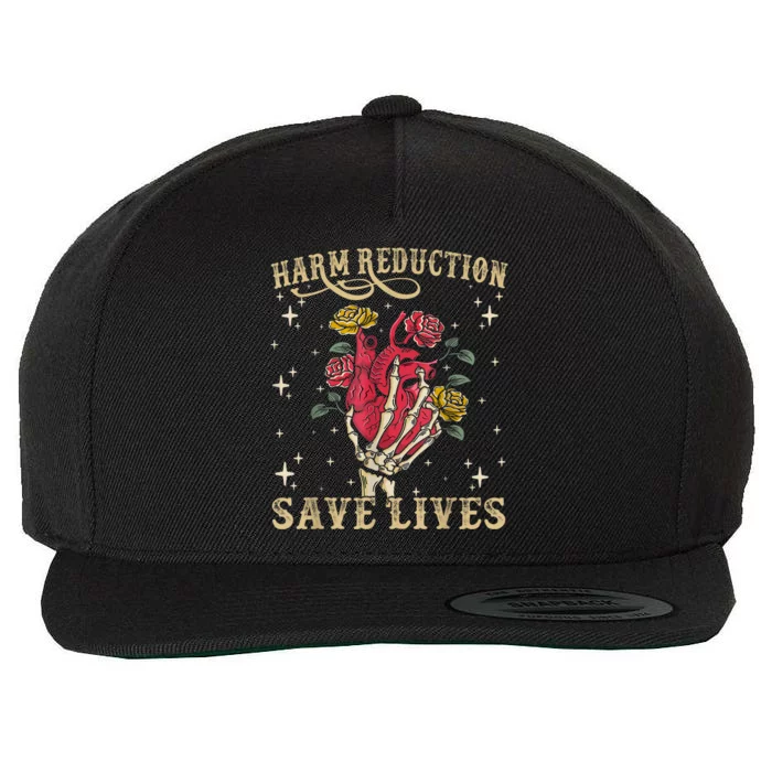 Harm Reduction Save Lives Skeleton Wool Snapback Cap