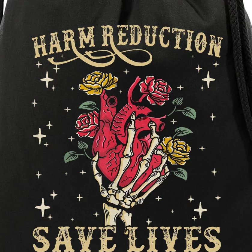 Harm Reduction Save Lives Skeleton Drawstring Bag