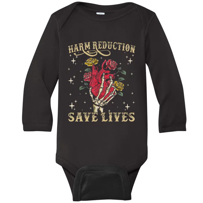 Harm Reduction Save Lives Skeleton Baby Long Sleeve Bodysuit