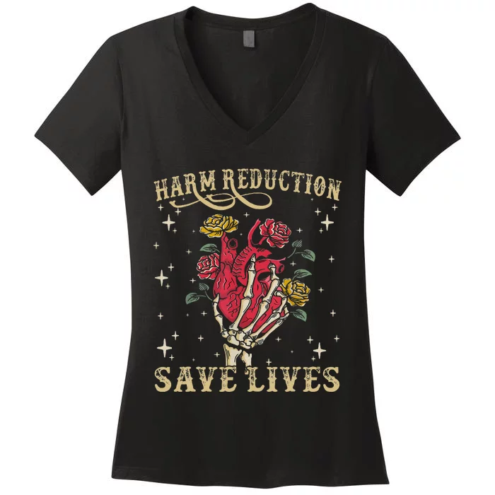 Harm Reduction Save Lives Skeleton Women's V-Neck T-Shirt