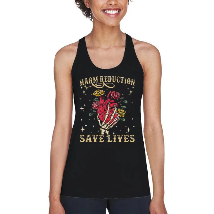 Harm Reduction Save Lives Skeleton Women's Racerback Tank