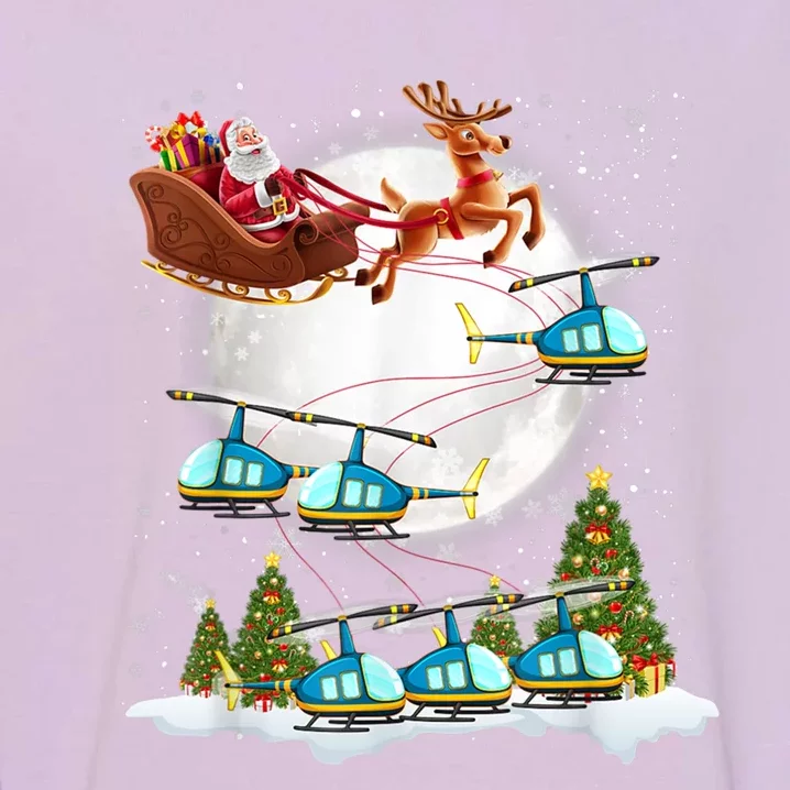 Helicopter Reindeer Santa's Sleigh Pilot Christmas Gift Garment-Dyed Sweatshirt