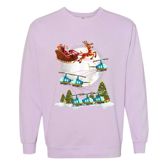 Helicopter Reindeer Santa's Sleigh Pilot Christmas Gift Garment-Dyed Sweatshirt