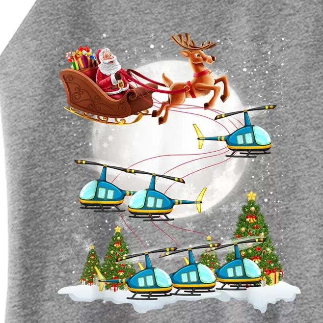 Helicopter Reindeer Santa's Sleigh Pilot Christmas Gift Women’s Perfect Tri Rocker Tank