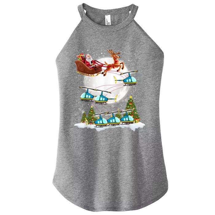 Helicopter Reindeer Santa's Sleigh Pilot Christmas Gift Women’s Perfect Tri Rocker Tank