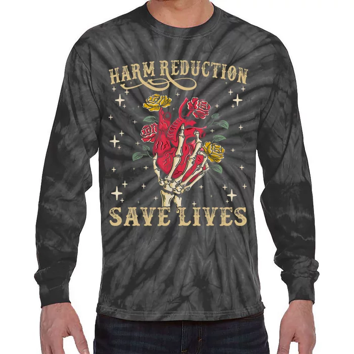 Harm Reduction Save Lives Skeleton Tie-Dye Long Sleeve Shirt