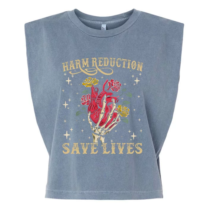 Harm Reduction Save Lives Skeleton Garment-Dyed Women's Muscle Tee